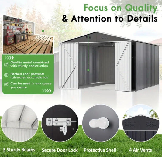10×10 ft Metal Storage Shed