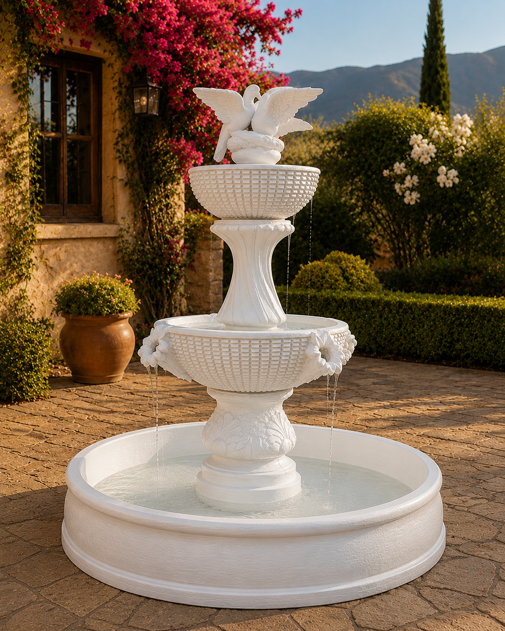 Elegant Concrete Birds Fountain 6-7 ft