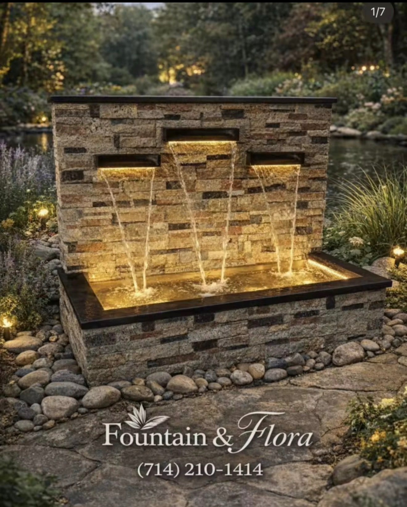 Modern Stone Wall Fountain – 5 ft x 5 ft | Custom Design and size