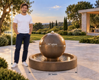 Concrete Sphere Fountain with 20" Sphere and 36" Round Basin