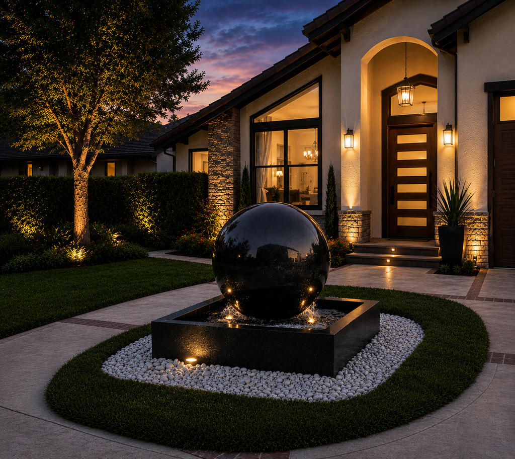 Luxurious 30'' Concrete Sphere with a showing basin