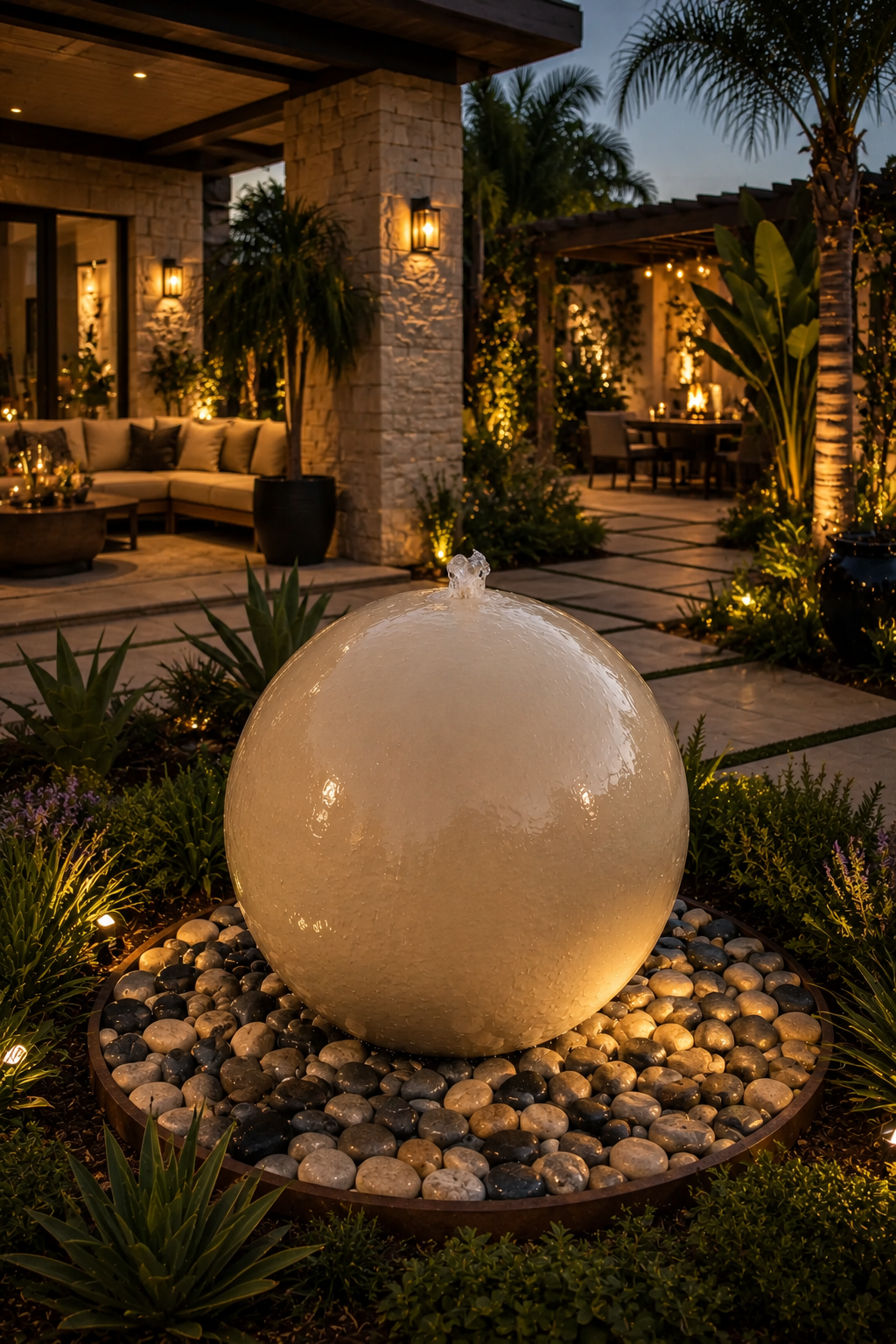 24'' Concrete Sphere Fountain with a Hidden Base / Full kit