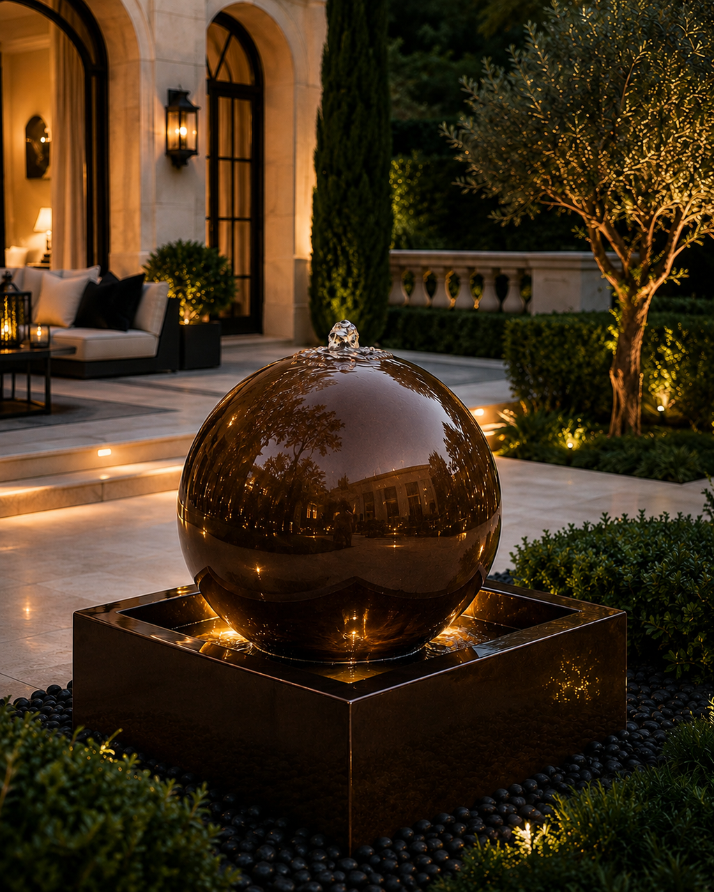 24" Concrete Sphere Fountain Full Kit