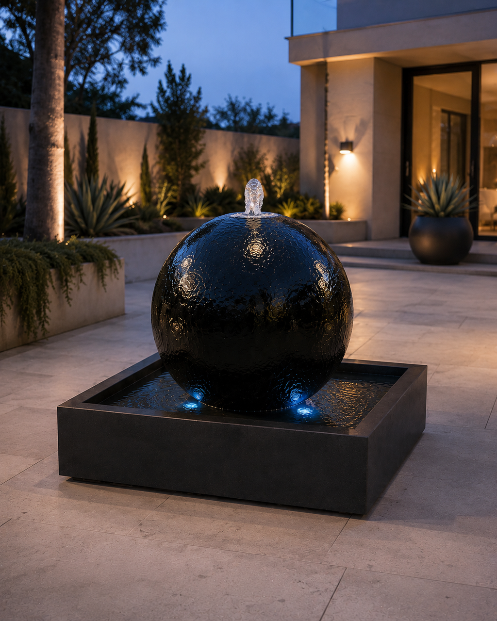 Luxurious 36″ Sphere Fountain with Visible Basin – Complete Indoor/Outdoor Kit