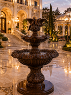 Elegant 2-Tiered Concrete Birds Fountain