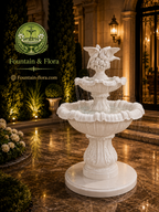 Elegant 2-Tiered Concrete Birds Fountain
