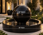 Concrete Sphere Fountain 30" with 60" Round Basin