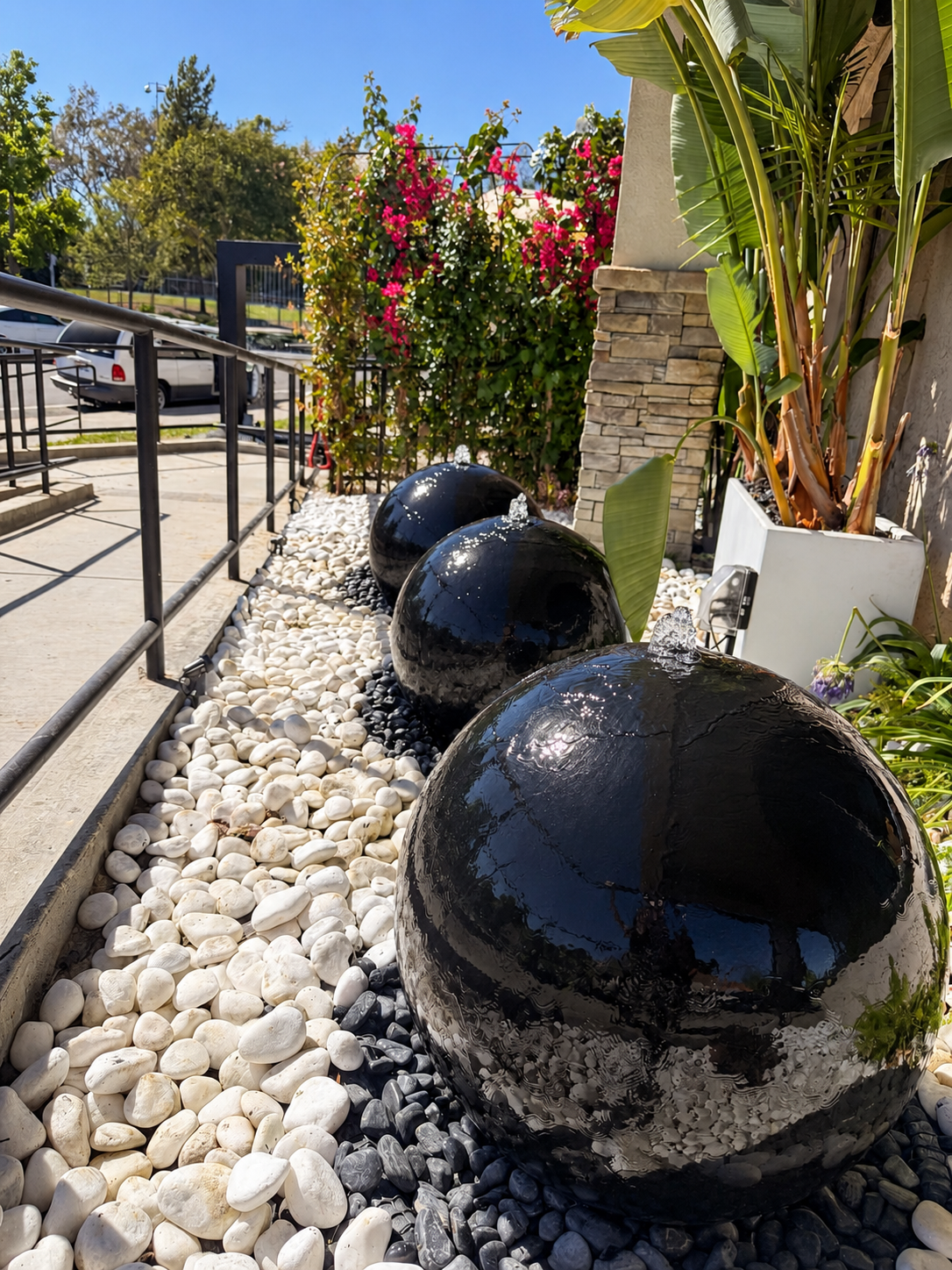 3-Piece 24” Concrete Sphere Fountain Set – Complete Hidden-Basin Kits