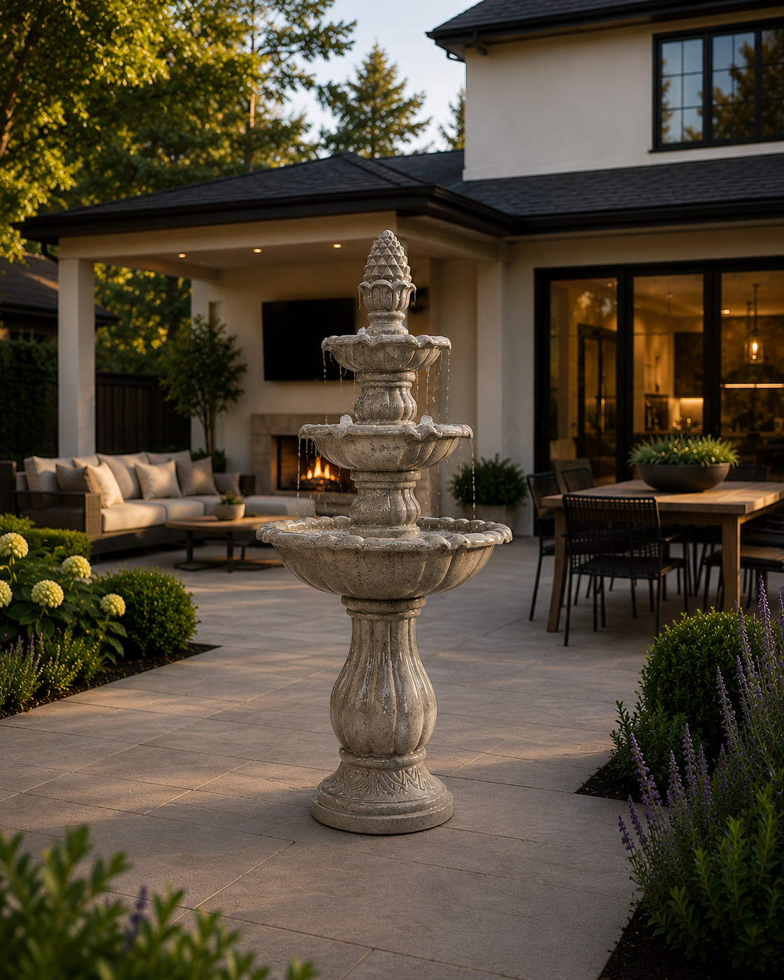 Modern Three-Tier Classic Resin Fountain