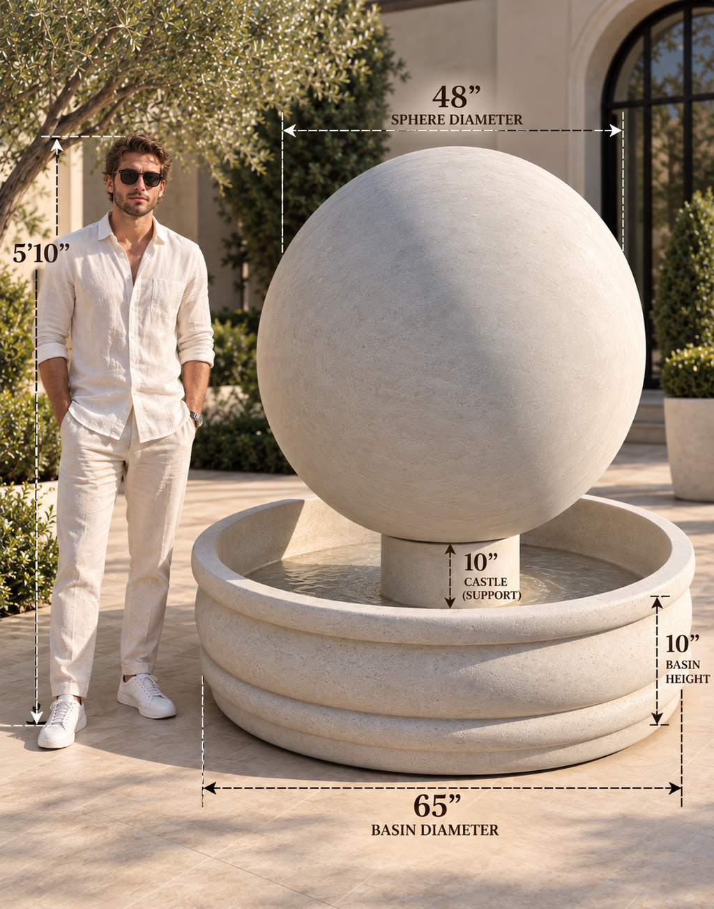 Luxury Oversized Concrete Sphere Fountain