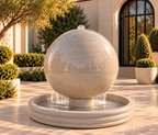 Luxury Oversized Concrete Sphere Fountain – 48" Architectural Garden Water Feature