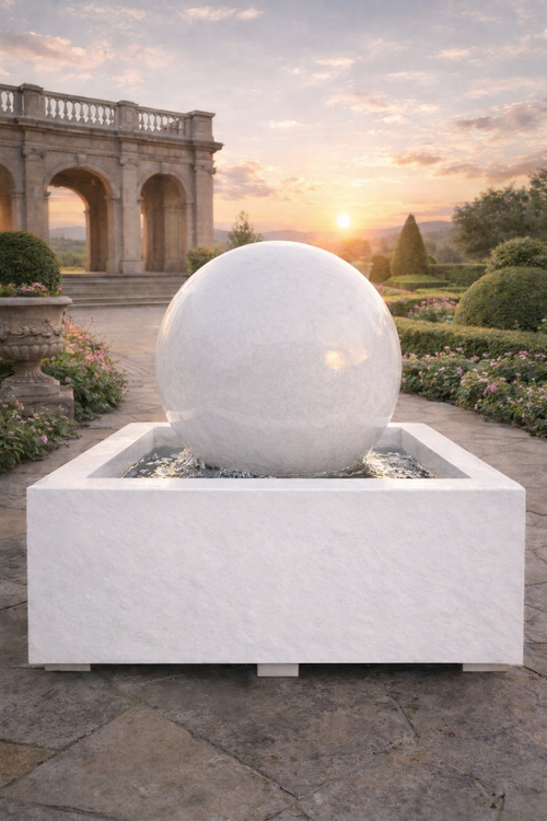 24” Basin Fountain with 20” Concrete Sphere – Full Kit