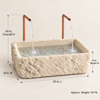 Petra Limestone-Finish Concrete Fountain with Twin Copper Spouts