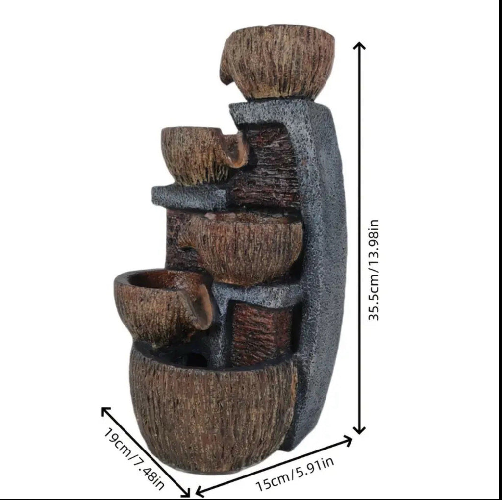 Vintage Ceramic-Style Resin Fountain/ LED LIGHTS