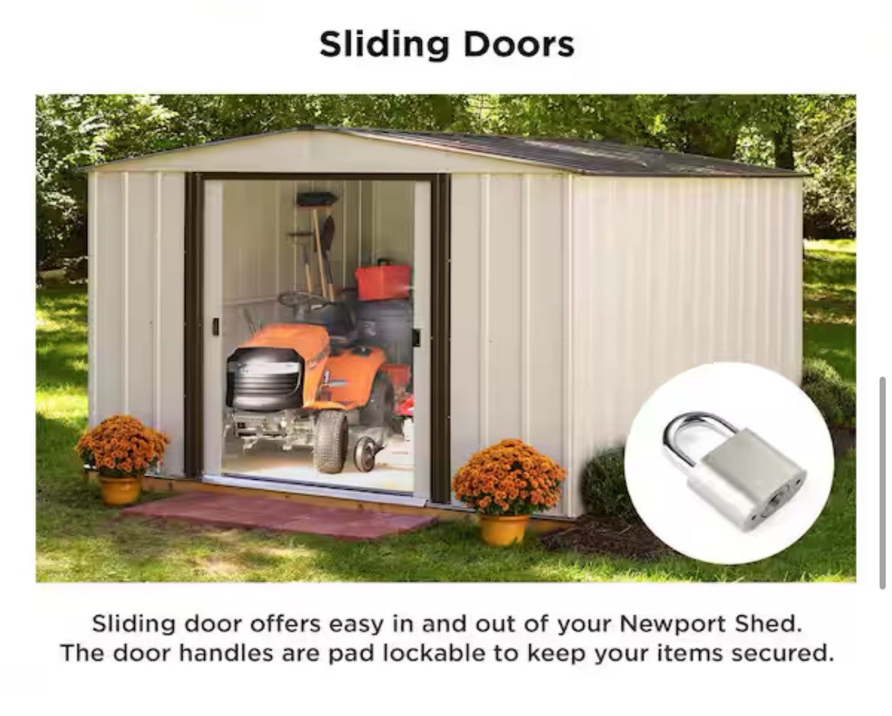 8 Ft W * 6ft Shed Eggshell And Coffee Galvanized Metal Shed With Sliding Doors