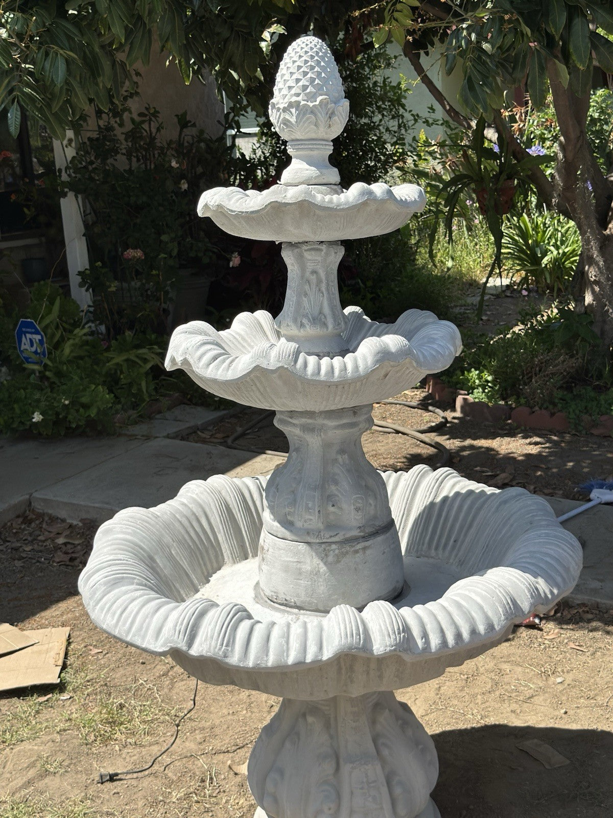 6FT Tall 3-Tier Concrete Outdoor Fountain – Custom Paintable & Sealable – Garden