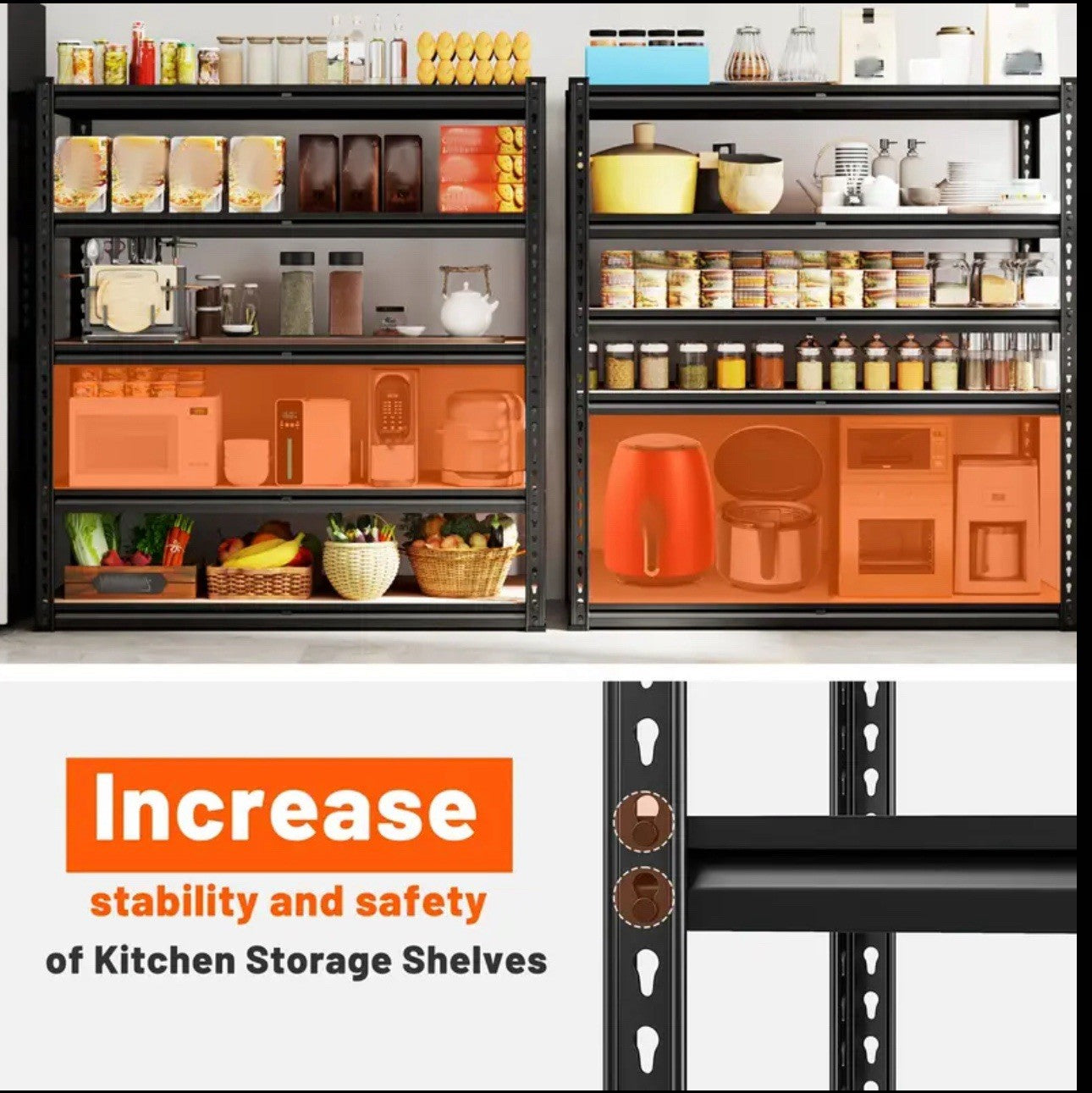 Heavy Duty 5 Tier Metal Shelves - 72" H Storage Shelves, 2000LBS Capacity