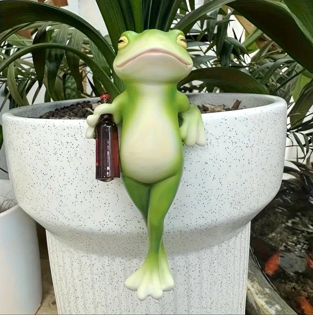 3 Frogs with Drinks Resin Sculptures