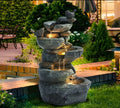 5- Tier Outdoor Fountain Bird Water With Pump, Weather-Resistant Resin