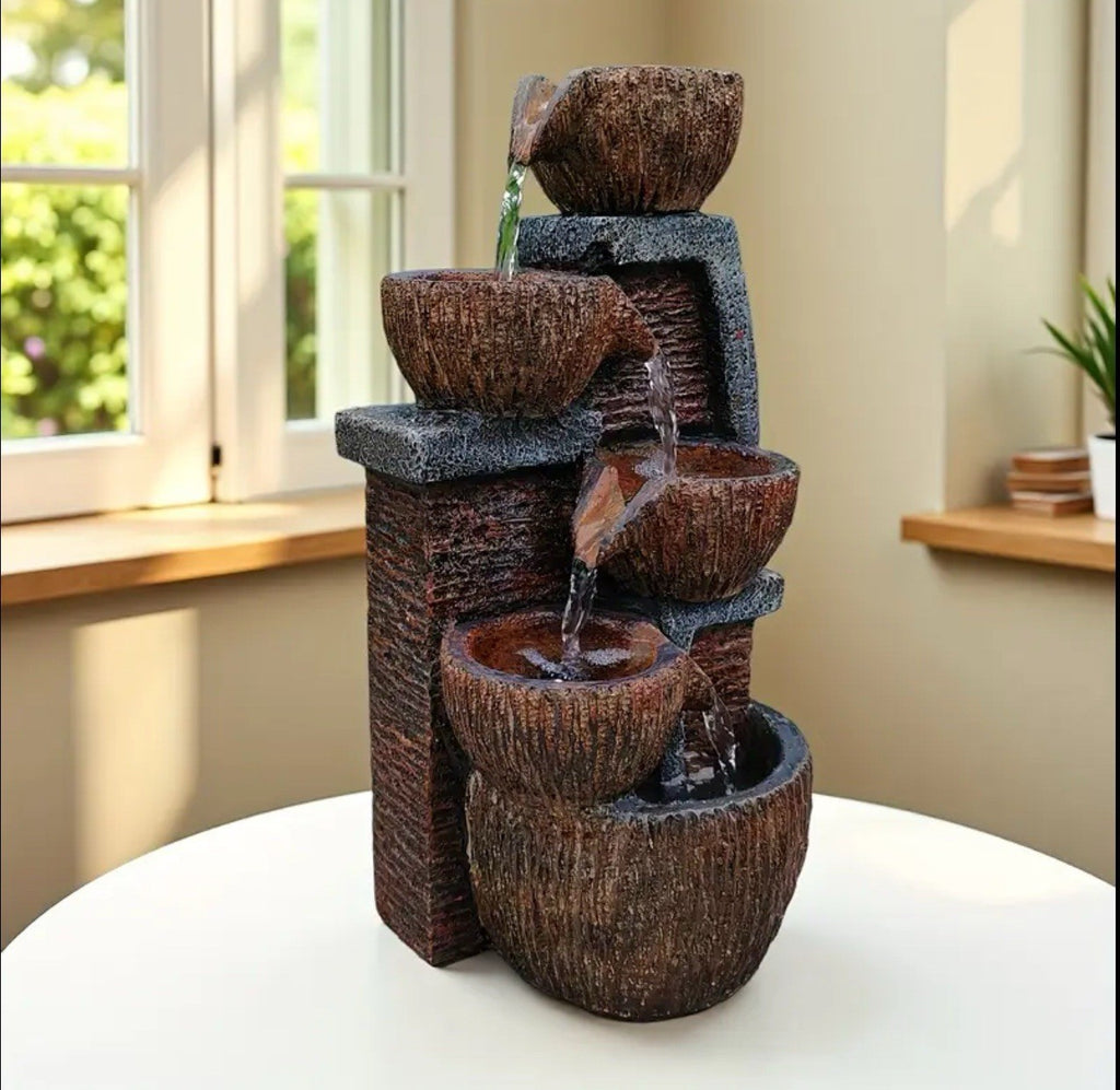 Vintage Ceramic-Style Resin Fountain/ LED LIGHTS