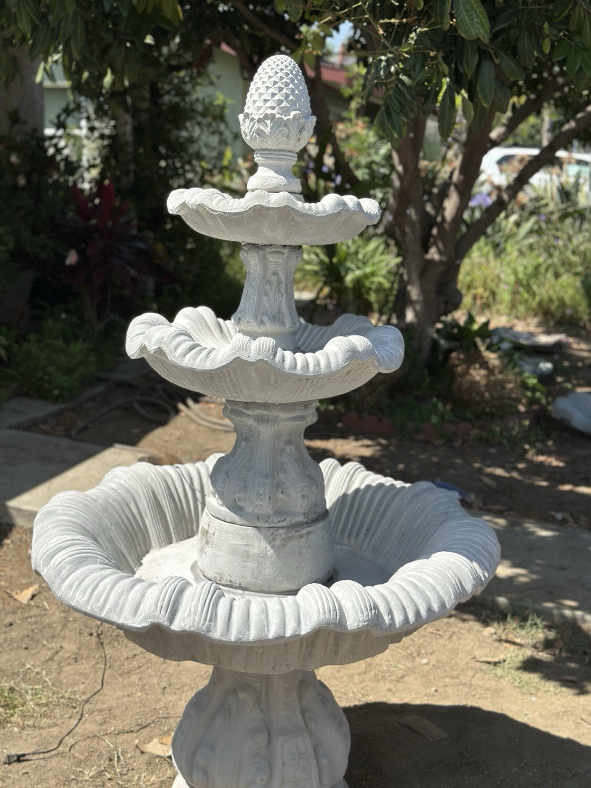 6FT Tall 3-Tier Concrete Outdoor Fountain – Custom Paintable & Sealable – Garden