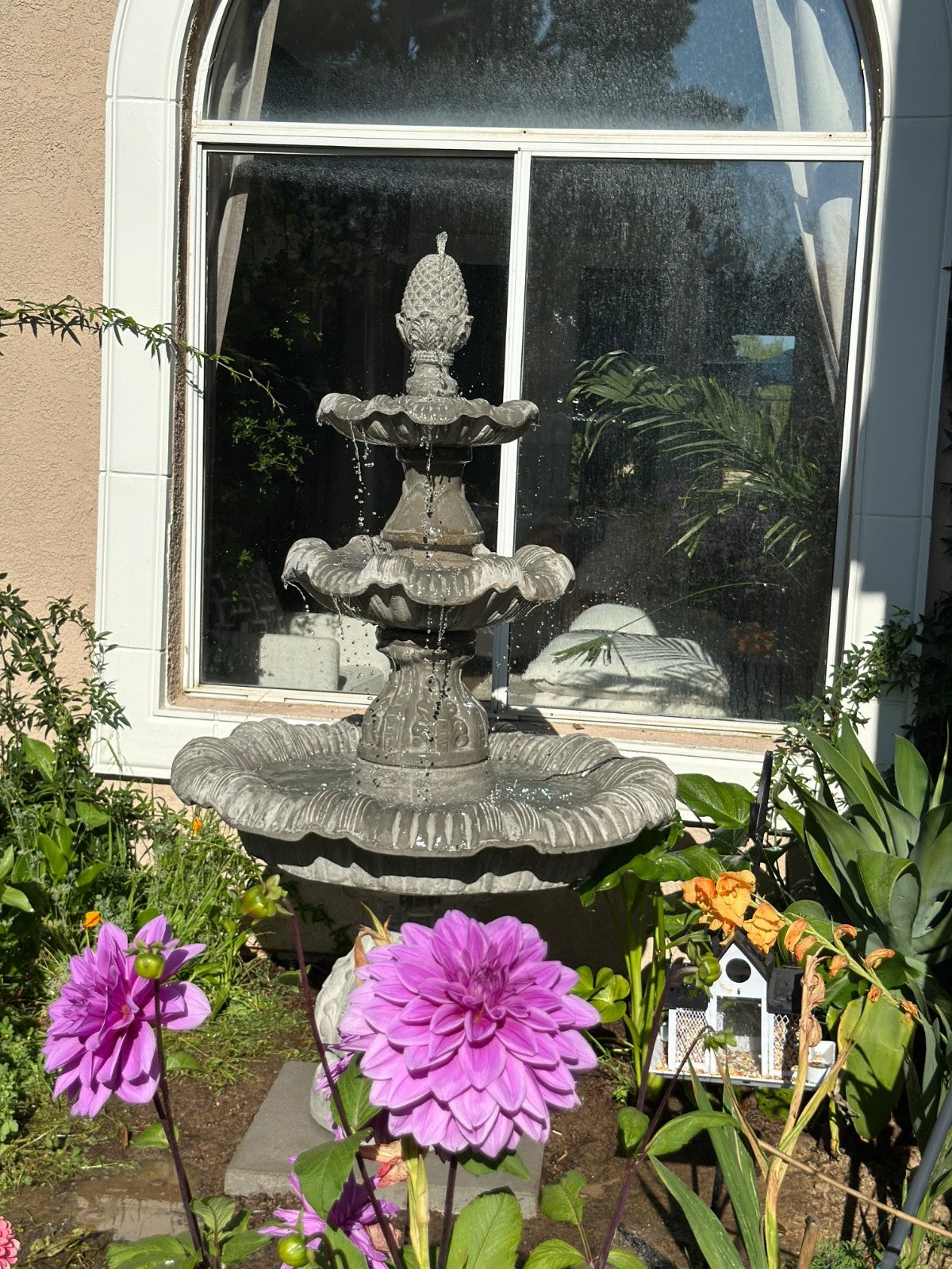 6FT Tall 3-Tier Concrete Outdoor Fountain – Custom Paintable & Sealable – Garden