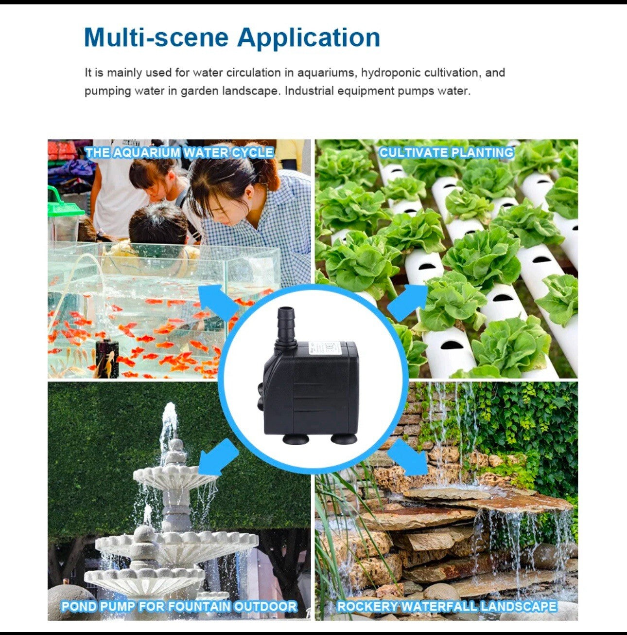 Submersible Water Pump 1000 LH 264 GPH 120V for Aquarium and Pond And Fountains