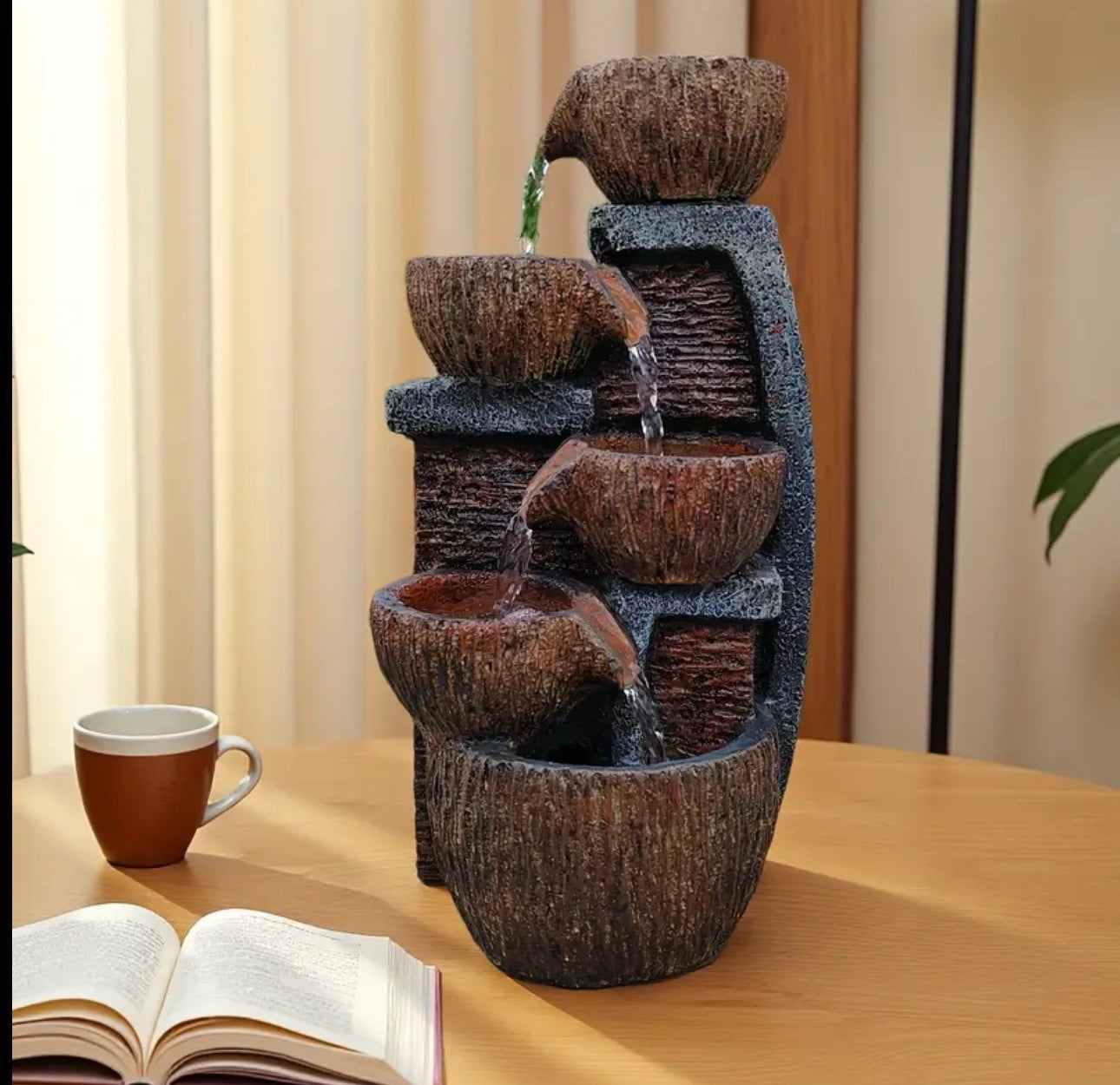 Vintage Ceramic-Style Resin Fountain/ LED LIGHTS