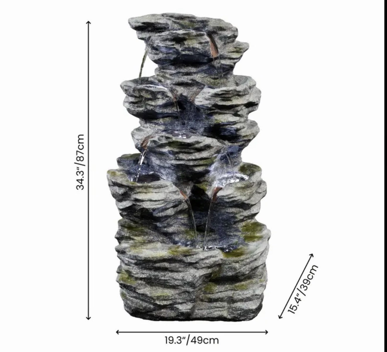 Fountain Modern, 7 Tiers Cascading Outdoor Indoor  Fountain With LED Lights