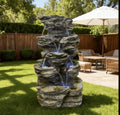 Fountain Modern, 7 Tiers Cascading Outdoor Indoor  Fountain With LED Lights