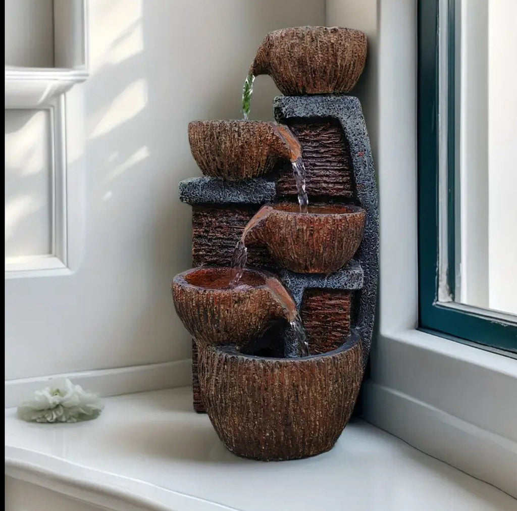 Vintage Ceramic-Style Resin Fountain/ LED LIGHTS