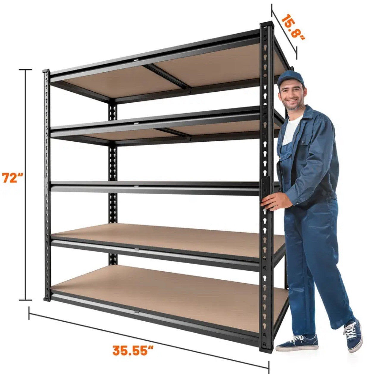 Heavy Duty 5 Tier Metal Shelves - 72" H Storage Shelves, 2000LBS Capacity