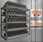 Heavy Duty 5 Tier Metal Shelves - 72" H Storage Shelves, 2000LBS Capacity