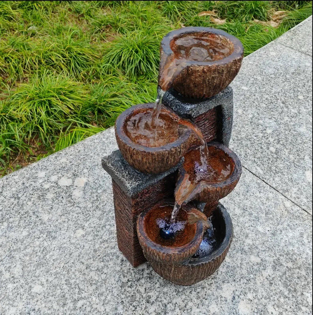 Vintage Ceramic-Style Resin Fountain/ LED LIGHTS