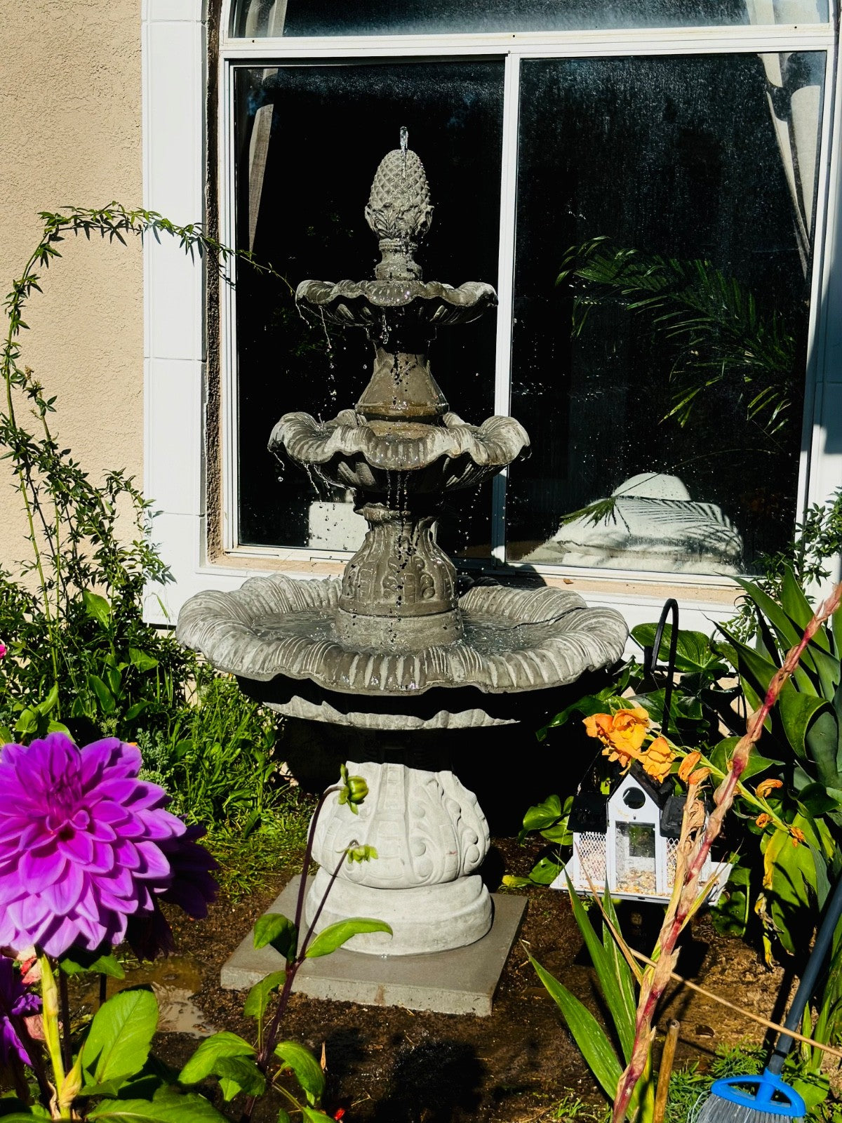 6FT Tall 3-Tier Concrete Outdoor Fountain – Custom Paintable & Sealable – Garden