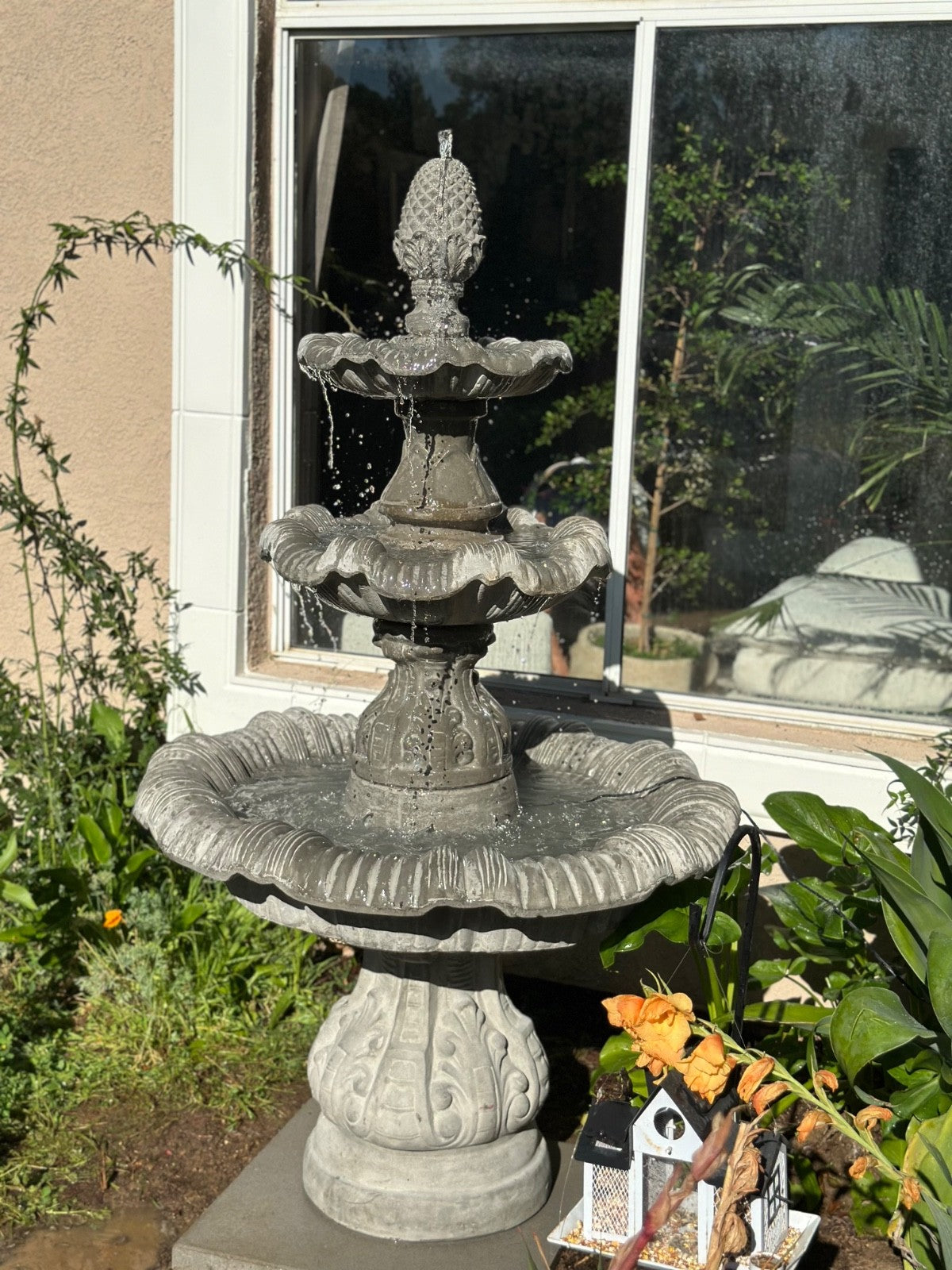 6FT Tall 3-Tier Concrete Outdoor Fountain – Custom Paintable & Sealable – Garden