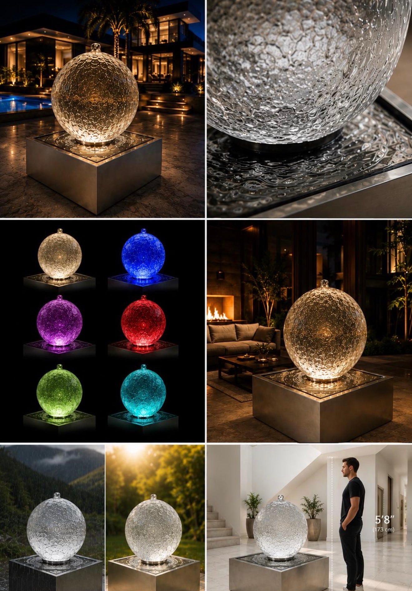 Acrylic Sphere Fountain (LED Kit)