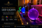 20" illuminated Acrylic Sphere Fountain with 24" Stainless Steel Basin