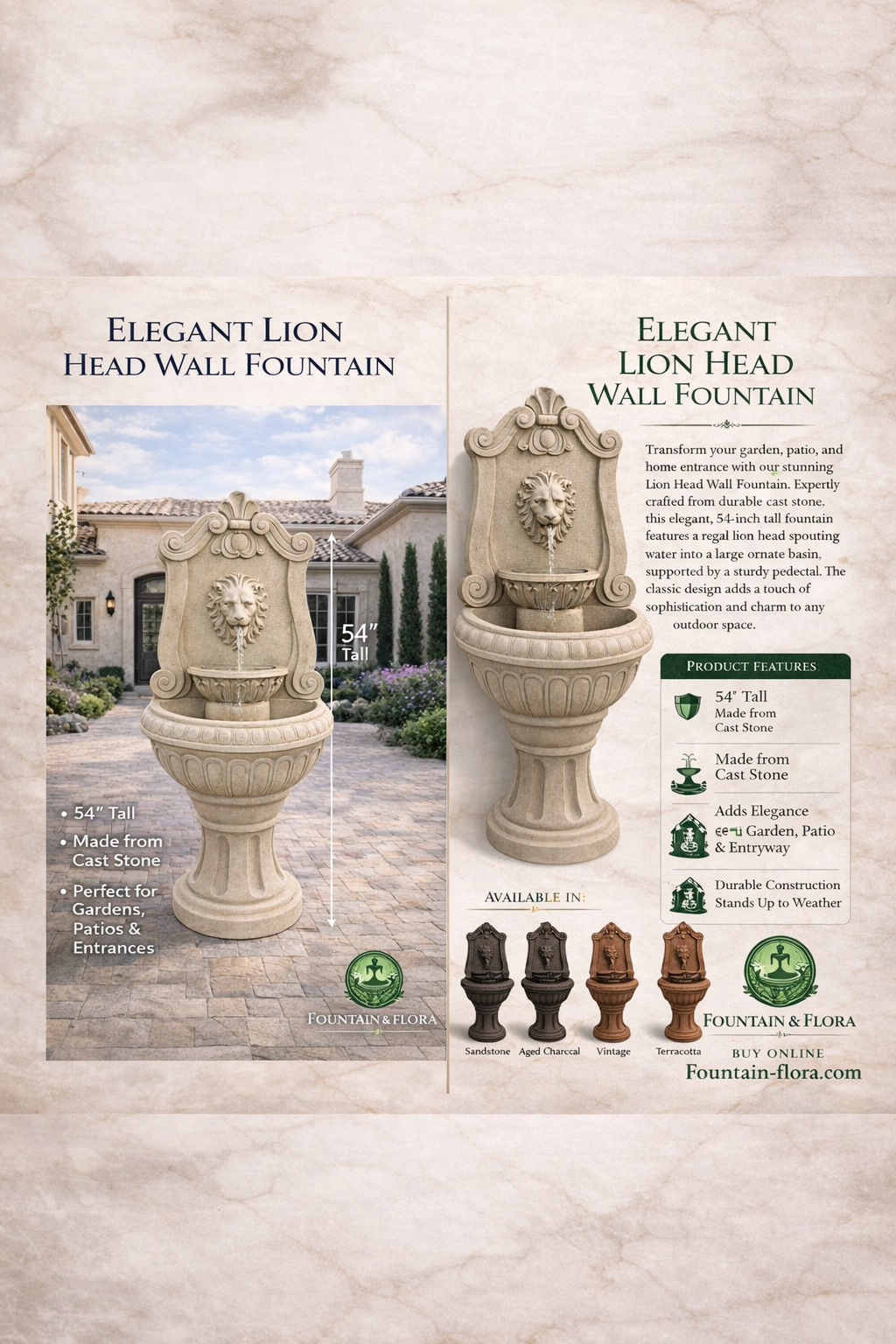 Luxury Lion Head Wall Fountain – Elegant Outdoor Statement