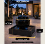 Luxurious 36″ Sphere Fountain with Visible Basin – Complete Indoor/Outdoor Kit