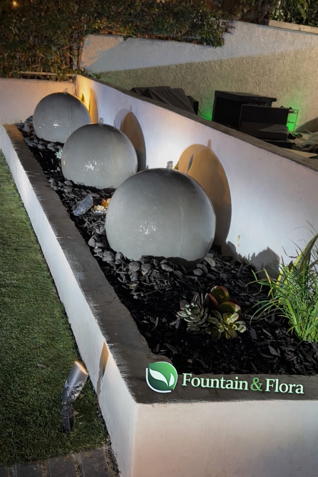 24” Concrete spheres water feature