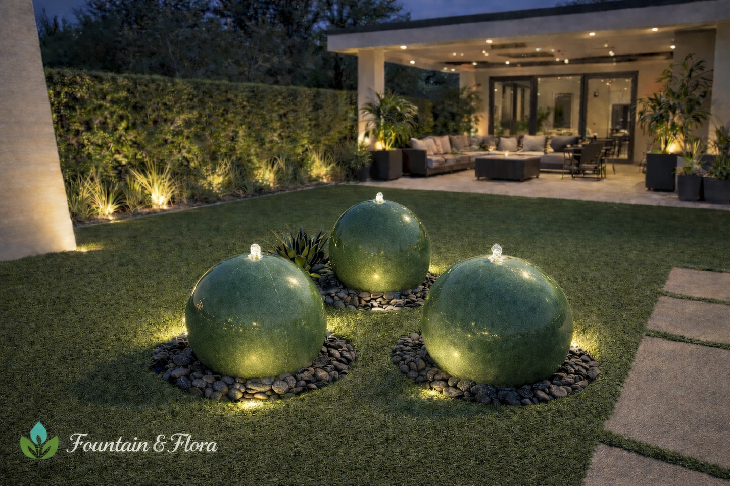 24” Concrete spheres water feature