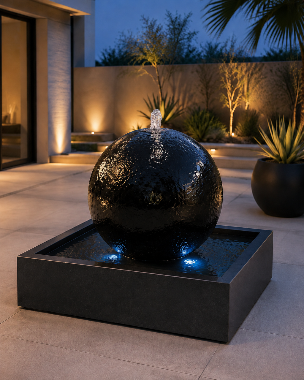 Luxurious 36″ Sphere Fountain with Visible Basin – Complete Indoor/Outdoor Kit