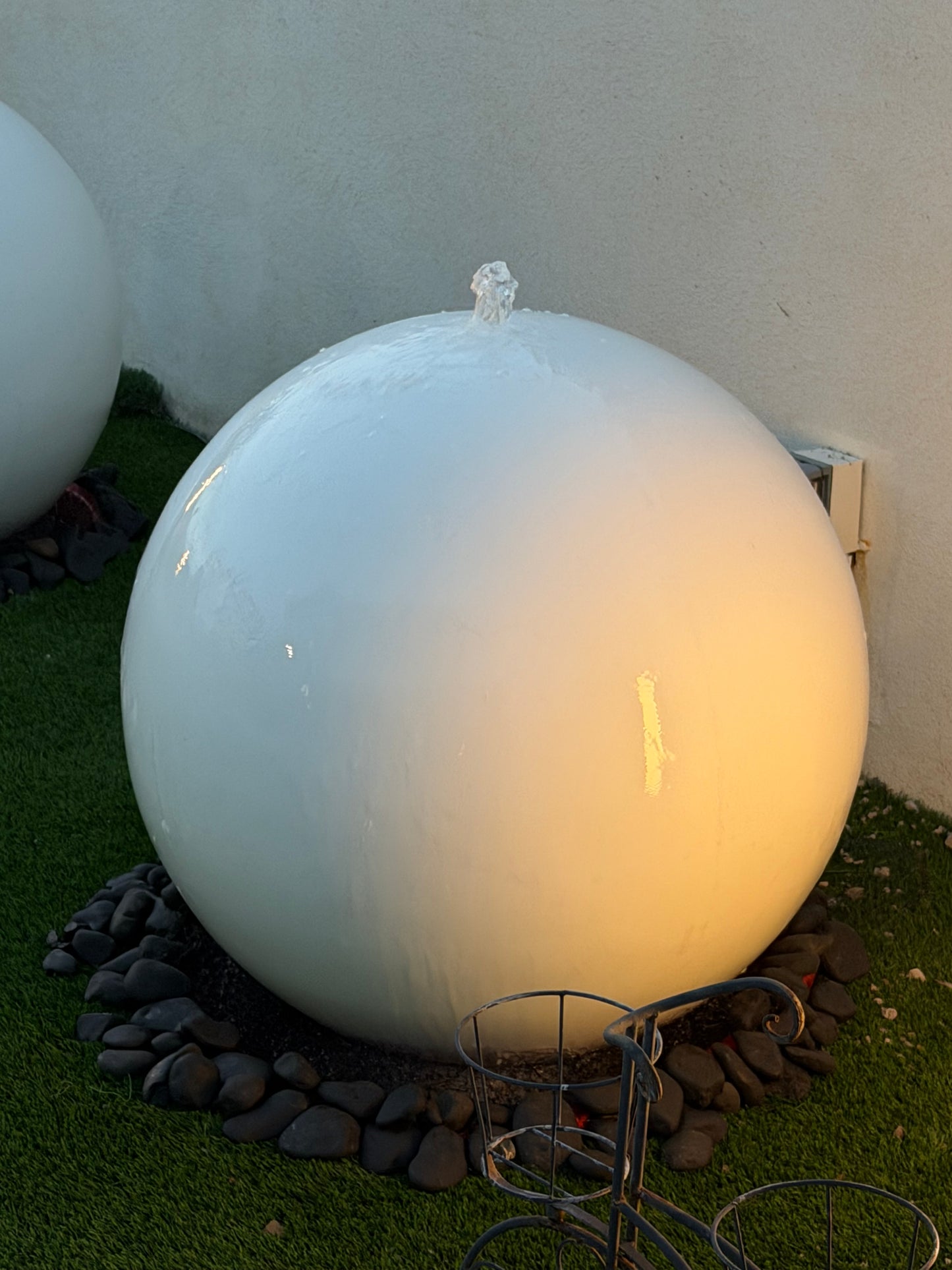 30” Concrete Sphere Fountain – Modern Outdoor Water Feature
