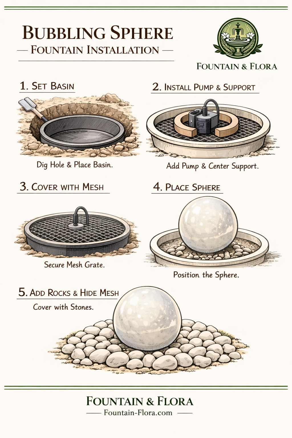 Luxury Sphere Water Fountain – 24”Globe Outdoor Garden Statement Piece