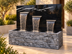Calcutta Gold Onyx Concrete Waterfall Fountain – Luxury 3-Spout Water Feature