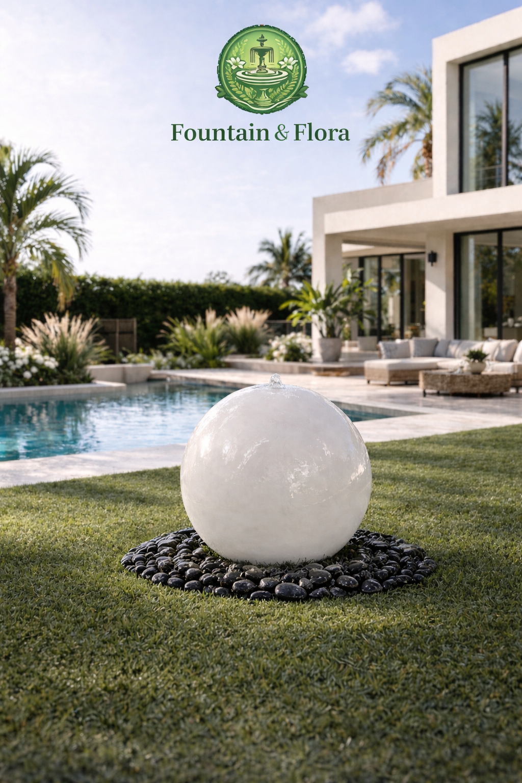 Luxury Sphere Water Fountain – 24”Globe Outdoor Garden Statement Piece