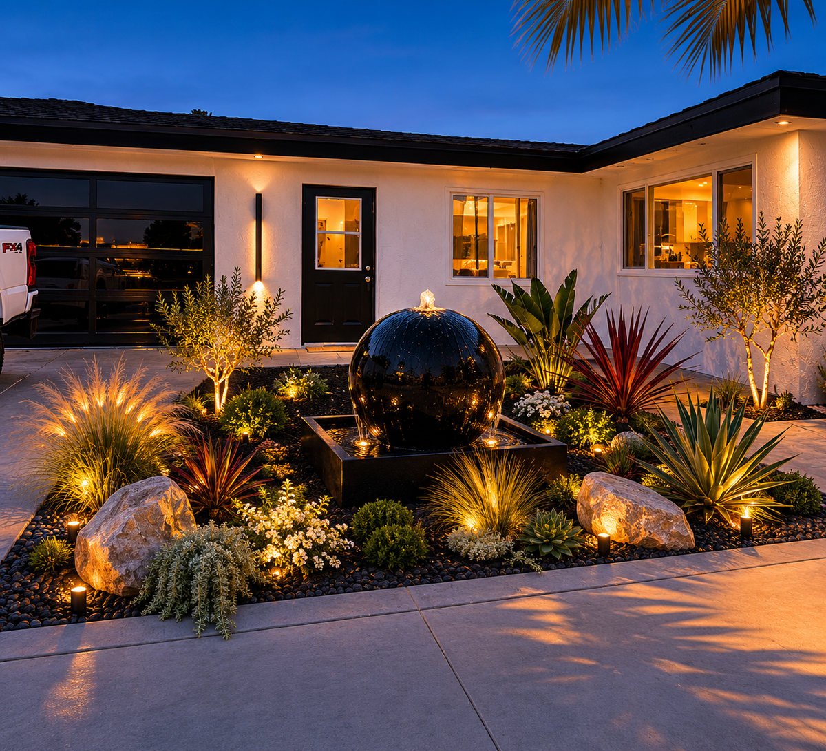 Luxurious 30'' Concrete Sphere with a showing basin