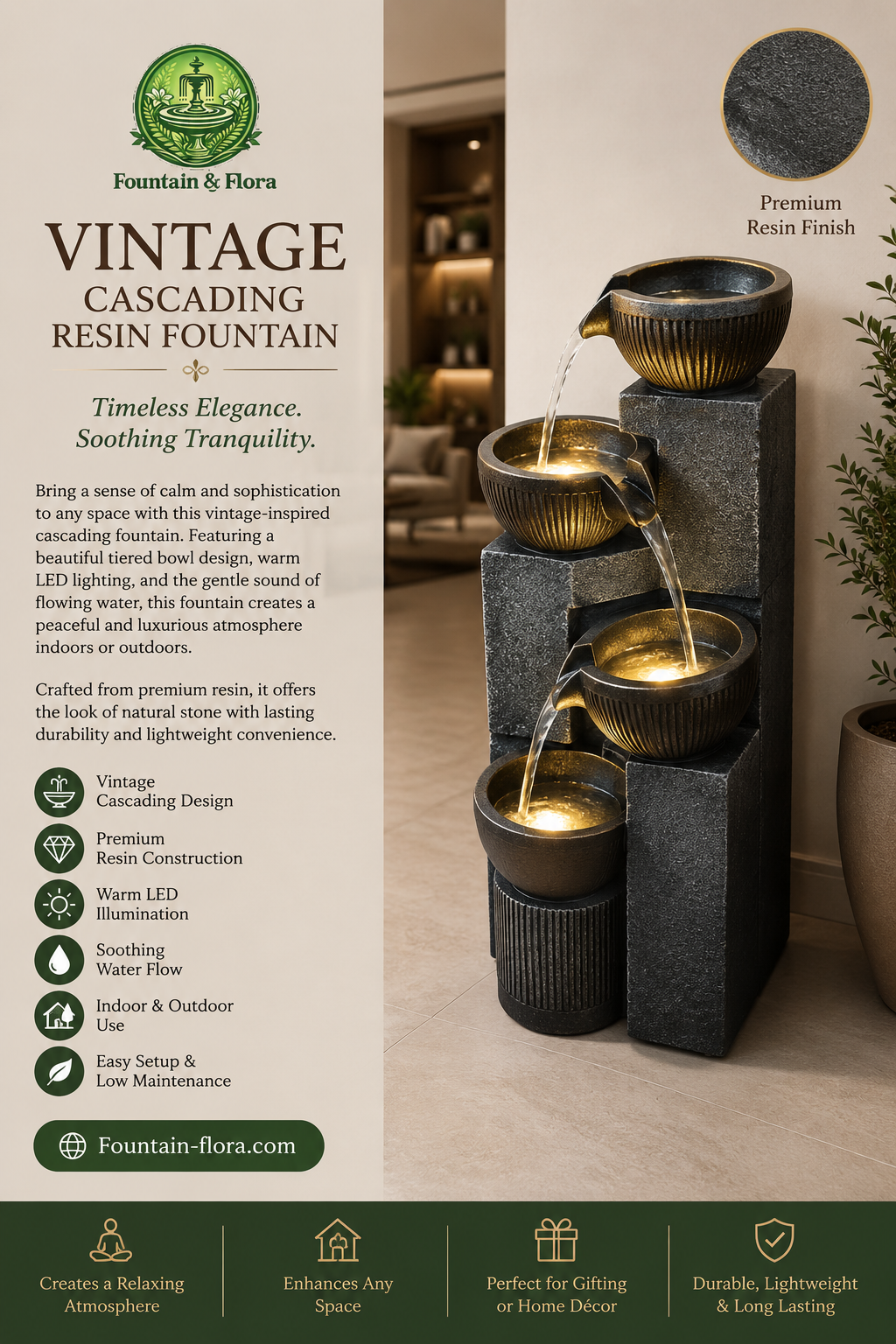 Vintage Resin Fountain – LED