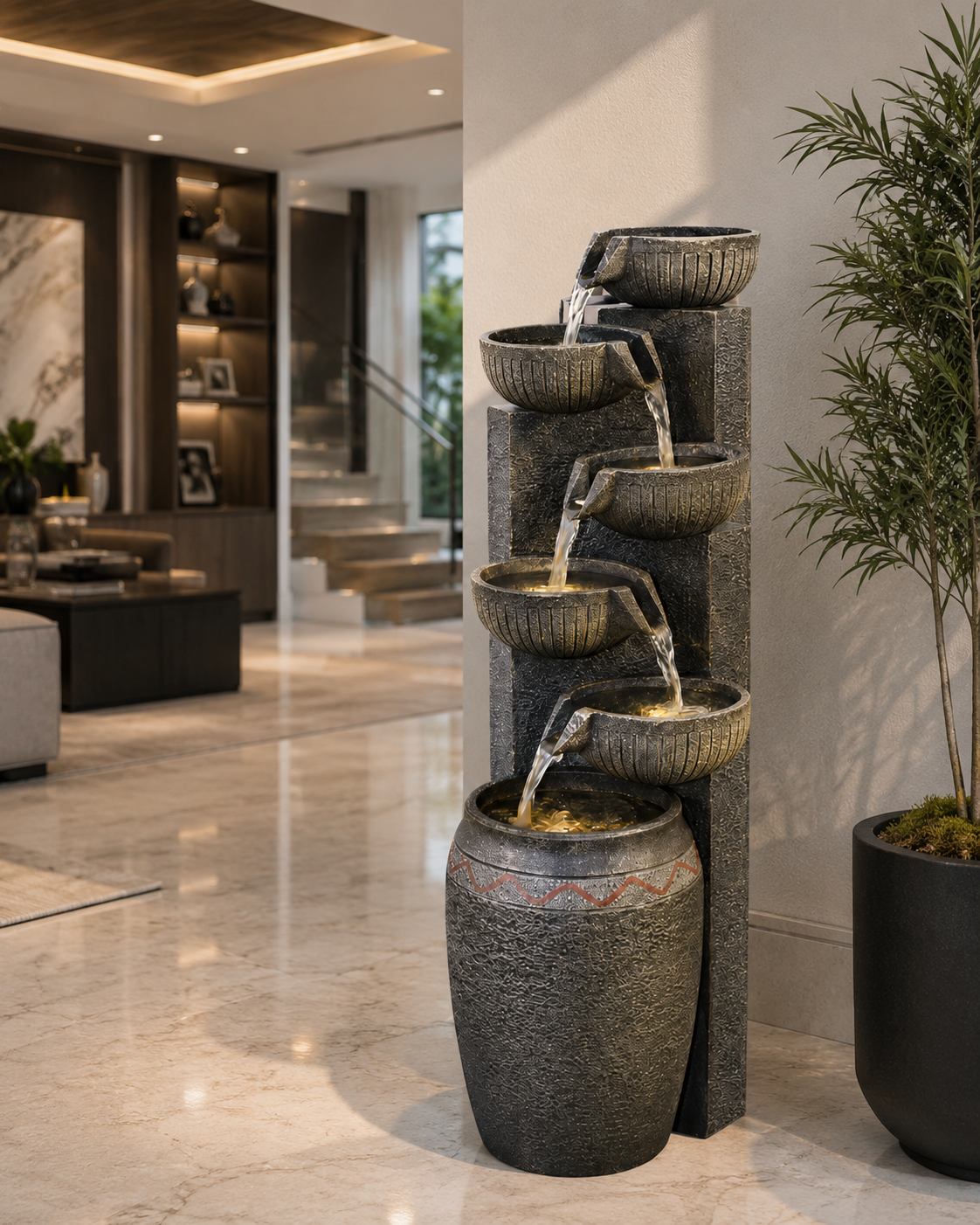Modern Tiered Waterfall Fountain